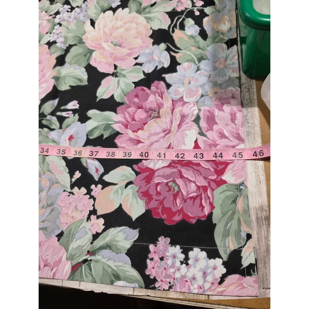 2- Vintage Style Floral Window Valance Pair Pink Peony Black Background 45x19